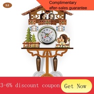 YQ7 1Pc Cuckoo Clock Wall Bird Handicraft Vintage Wooden Cuckoo Tree House Clock for Bedroom Living Room School Office D