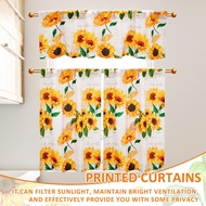 Kitchen Curtain Set for Cafe 3Pcs Valance and Tier Curtains for Windows Sunflower Kitchen Curtain Set Light Filtering with Wide Rod Pocket