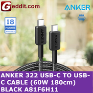 ANKER 322 USB-C TO USB-C CABLE (60W 180cm BRAIDED) BLACK A81F6H11