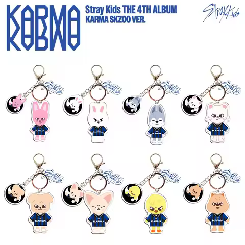 SKZOO Stray Kids Acrylic Keychain Cartoon Wolf Rabbit Dog Animal Bag Pendant Star Same Style Hyunjin