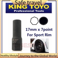 Bumper ❆King Toyo 12 7 Point Socket impact - 17mm Sport Rim Use  lock nut  Pembuka tire tayar  4807  sata toptul stanley sb♦