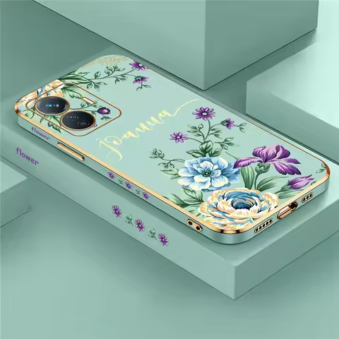 Flower Phone Case For Vivo V30 V29E V11 V20 V21 V23E V25 Pro V5 Plus V27E Plating Silicone Shockproo