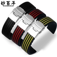 2024❏♟◕ CAI-时尚27 Silicone watch strap waterproof adapter Huawei watch strap Honor for-/Omega Seiko Casio Tissot breathable strap