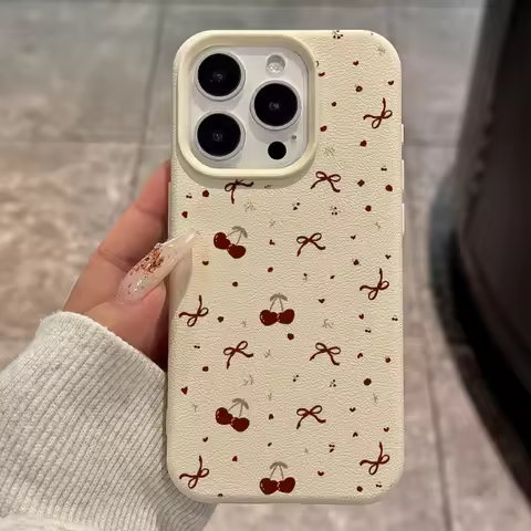 Cherry Phone Case For iPhone 16 Pro Max Case iPhone 14 13 15 11 12 17 Pro Max Plus Shockproof Soft L