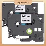Label Tape Replacement for  P-Press TZe Label Tape 12mm 0.47 Inch Laminated 26.2 Feet Black on White