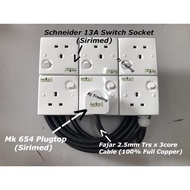 (READY STOCK) 6ways extension wire socket c/w fajar 2.5mm x 3c trs cable (heavy duty) c/w FULL COPPE