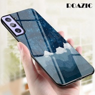 ROAZIC For Samsung Galaxy S21 FE 5G S21 5G S21 Plus/S21+ 5G S21 Ultra 5G Phone Case Gradient Starry Luxury Slim Tempered Glass Casing Soft Silicone Edge Shockproof Cover