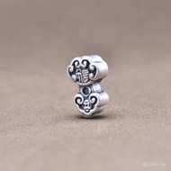 Beaded Ruyi 3D Yilu Silver diy Fu Character Spacer Beads Hard Jewelry Pure Silver Wholesale Hand Bra