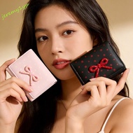 JEREMY Bowknot Short Wallet, Polka Dot Large Capacity Student Simplicity Wallet, Simple Dopamine Col