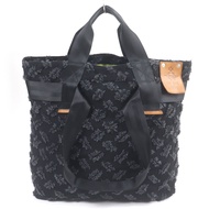 Vivienne Westwood男士雙肩大帆布手提包/手提包，黑色，日本製造，成色極佳，配有皮革貼片。