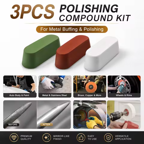 3Pcs 30g Metal Polishing Compound Kit, Buffing Bars for Stainless Steel Car Wheels Jewelry Aluminum 