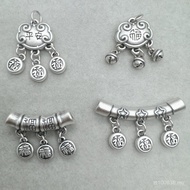 Long Life Lock 999 Ping An Fu Sanxin Chinese Style Fu Character Pure Silver Elbow Bell Retro Elbow F