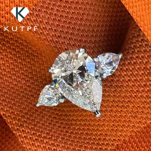 1/2/3/6Carat Pear Cut Moissanite Diamond Engagement Rings for Women 925 Sterling Silver 3-stone Wate
