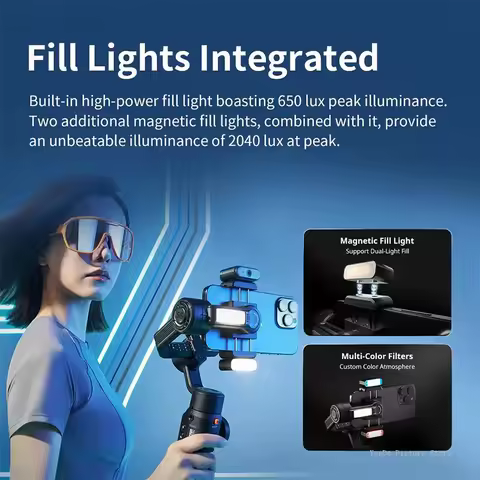 ZHIYUN SMOOTH 5S AI Smartphone Gimbal 3-Axis Gimbals Fill Light Phone Stabilizer for iPhone 15 Pro M
