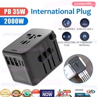 [SG LOCAL] Universal Travel Adapter with USB+Type C Plug Portable Charger for AUS UK USA EU CH JP KR
