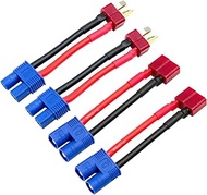 Deans T-connector male to EC3 socket adapter with 14awg 5 cm wire (2 pairs of T-plugs to EC3)