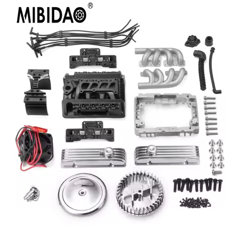MIBIDAO Simulate For V8 F82 Cooling Fan Engine Motor Radiator For 1/10 Axial SCX10 90046 TRX4 D90 RC