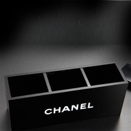 CHANEL香奈兒 頂級VIP贈品 黑色3格黑色筆筒 化妝盒 刷具筒 唇膏架 收納盒 經典大容量壓克力