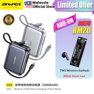 【3C Certified】Awei C03 20000mAh Powerbank 45W Fast Charging Power Bank Awei C04 10000mAh Powerbank A