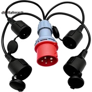 High Current Distributor CEE Adapter, 32 A to 16 A Converter, 415 V Plug to 4 X 240 V Power Supply, 