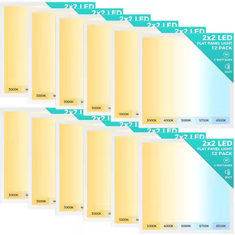 12 Pack 2x2 LED Flat Panel Light, Dimmable Kitchen Flush Mount Ceiling Light Panel, Bright 6500LM, D