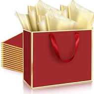 ReliThick 12 Pack Metallic Paper Gift Bag with Handles and Tissue Paper 11.8 x 10 x 4'' Thank You Fa
