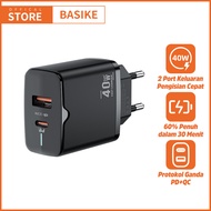 BASIKE Charger iPhone Type C USB Fast Charging 40W mini murah for Xiaomi Samsung Oppo Original