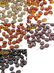 30 Piezas Cuentas De Grano De Café Vintage En Color Ámbar Con Dibujo Dorado, Para Hacer Joyas De Pulseras, Collares Y Manualidades Con Abalorios