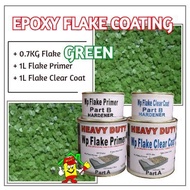GREEN FLAKE • Epoxy Flake Coating Set • Refurnishing Floor • No Hacking • Waterproofing