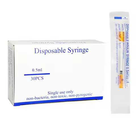 30Pcs/Box 0.5ml/cc insulin Syringe With 31G 8mm Needle Sterile individually Packed for Pet Farm Anim