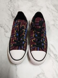 全新 converse 藍紫色格紋帆布鞋 23cm