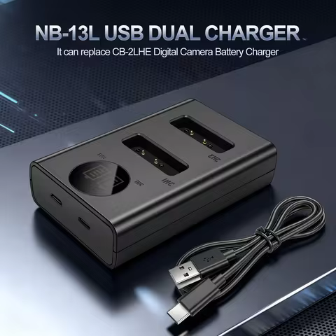 NP-13L Dual Battery Charger for Canon NB-13L Battery Charging for PowerShot G5X G7X G9X G7 X Mark II