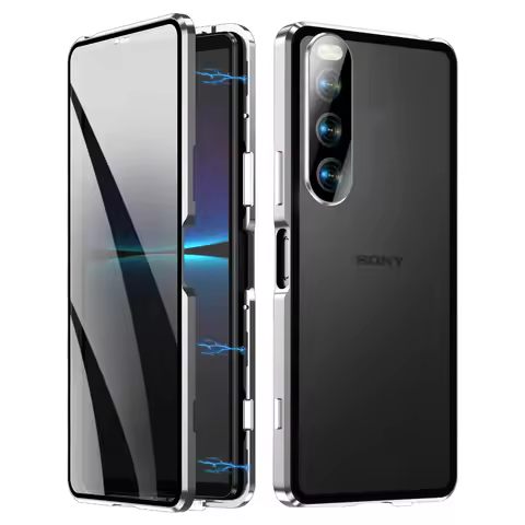 360 Metal Magnetic Case For Sony Xperia 10 5 V VI III Xperia 1 IV V VII Tempered Glass Aluminum Allo