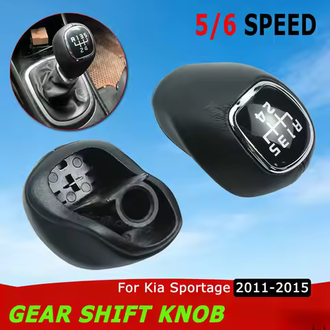 For Kia Sportage 2011-2015 For RIO 3 VELOSTER Leather 5/6 Speed Manual Transmission Gear Shift Knob 
