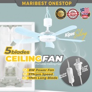 5 Blade Portable Ceiling Fan Kipas 5 Bilah Camping Fan Air Cooler Mini ciling Fan Kipas Camping Tent