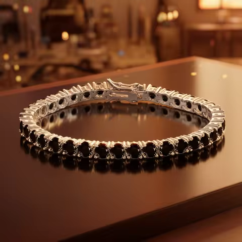 Factory Price Real S925 Sterling Silver Plated 18K Gold 5A Grade Zircon Black Tennis Bracelet for Me