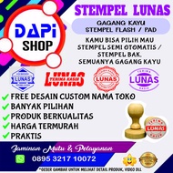 Stempel pad dan Semi otomatis flash gagang kayu, stempel lunas nota faktur Bisa edit nama toko. Mura