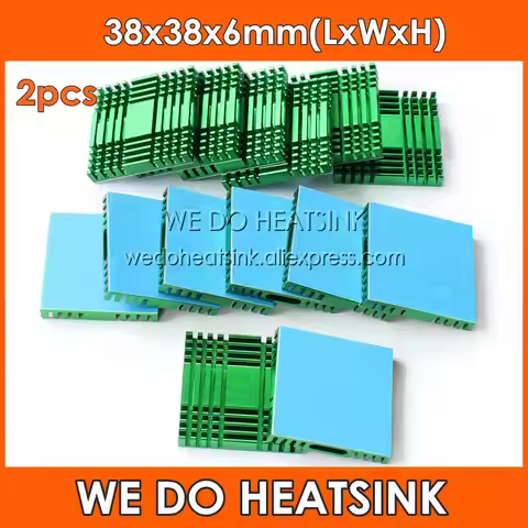 WE DO HEATSINK 2pcs DIY 38x38x6mm Cooling Radiator Green Aluminum Heat Sink for South / North Bridge