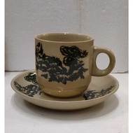 High Quality Kopitiam Cup + saucer/Floral Flower Cup + Saucer