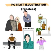 Portrait Illustration (faceless) / Drawing Illustration / Digital Art