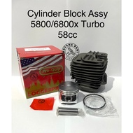 MESIN Cylinder Block 5800 ProQuip 6800X Turbo 45.2mm Poring Boring Block 58cc Chainsaw Senso Chainsa