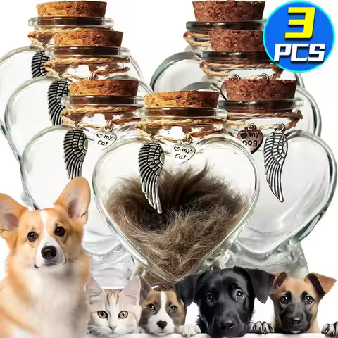 Pet Hair Memorial Bottle Mini Pet Fur Keepsake Jar DIY Wishing Drifting Bottle Empty Heart Shaped Gl