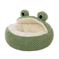 Green Frog Cat Bed Washable Non Slip Waterproofing Bottom Comfortable Cute Dog Kitten Sleeping for H