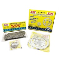 * SSS SPROCKET SET HONDA EX5 428 96L CLASS 1 104L 14T STEEL