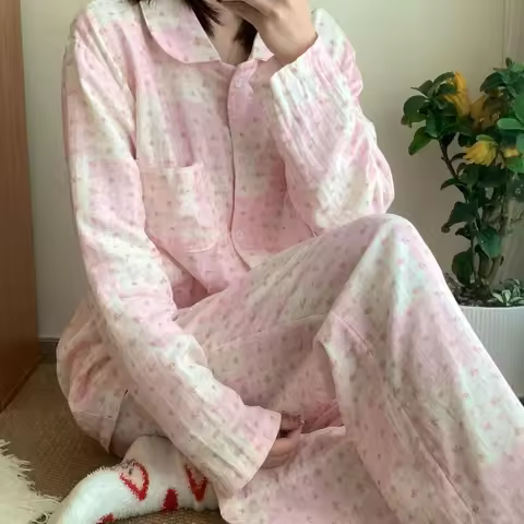 Sanrio Hello Kitty Night Clothes Woman Spring Pajamas Pants Long Sleeve ﻿nightwear Kawaii Cartoon Pi