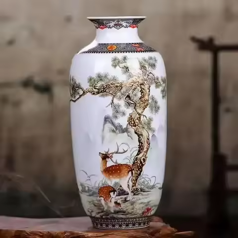 Jingdezhen Ceramic Vase Vintage Chinese Traditional Vases Home Decoration Animal Vase Fine Smooth Su