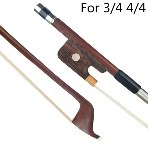 3/4 4/4 French Style Brazilwood Double Bass Bow Parisian Eyes Round Stick White Horsehair Durable