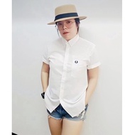 Women's Vintage Short Sleeve Shirt Oxford Fabric