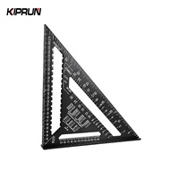 KIPRUN 12'' Aluminum Alloy Triangle Ruler， Angle Protractor Speed Metric Square Measuring Ruler