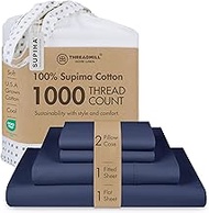 Threadmill Luxury Full Size Sheets for Full Size Mattress, 1000 Thread Count Supima Cotton Sheets fo